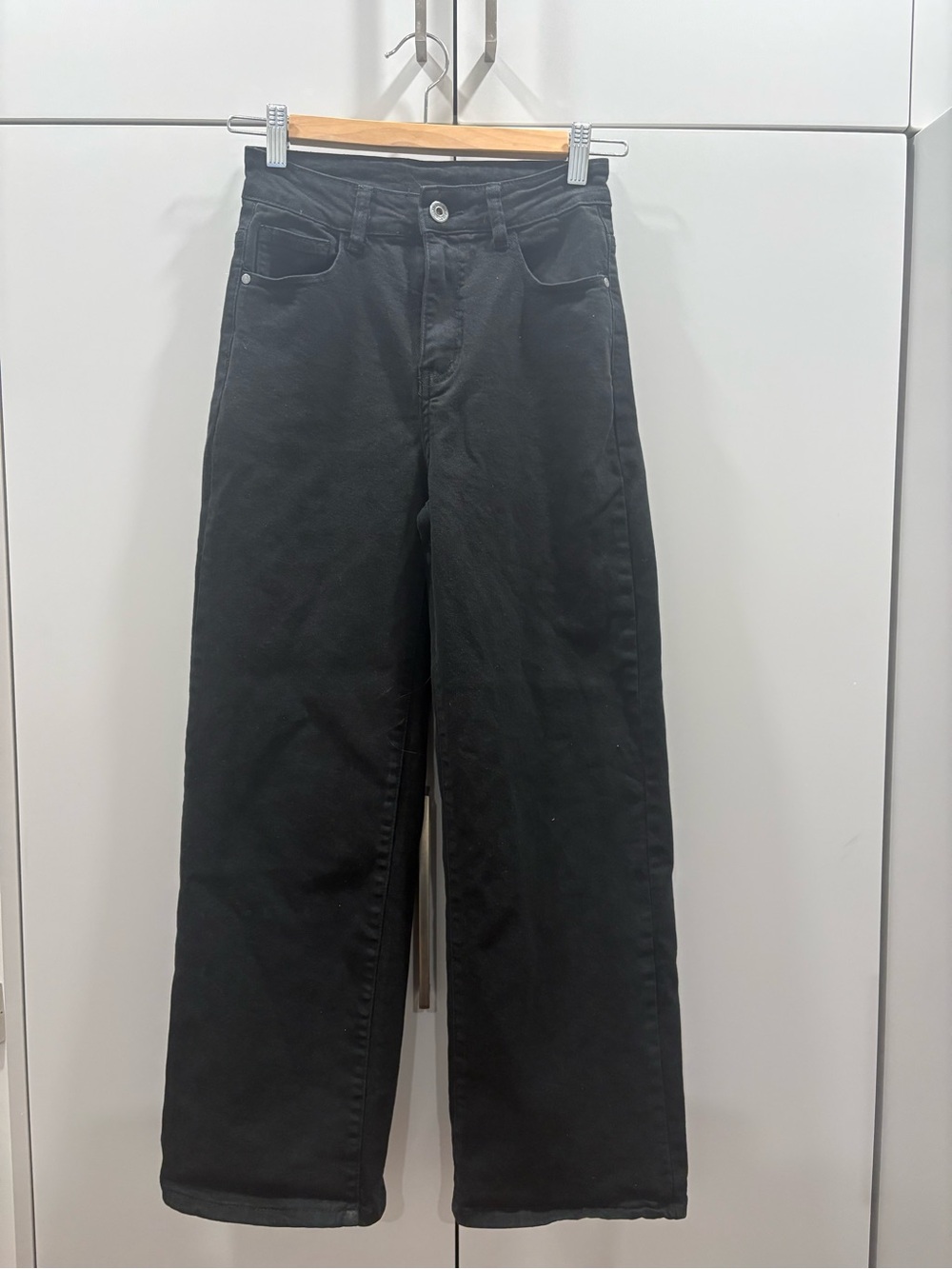 High waisted wide leg black jeans